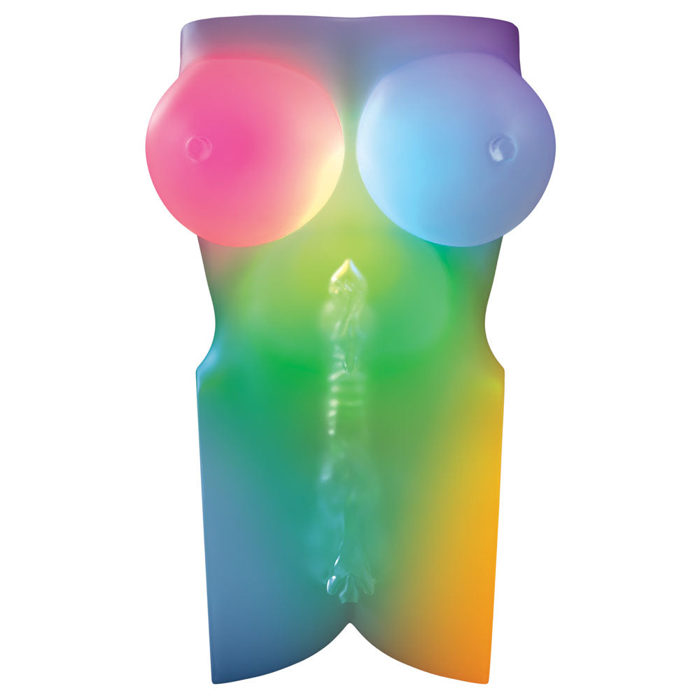 PDX Elite Go-Go Bator LED Mega Masturbator - Clear with LED Mini Torso Masturbator Pipedream