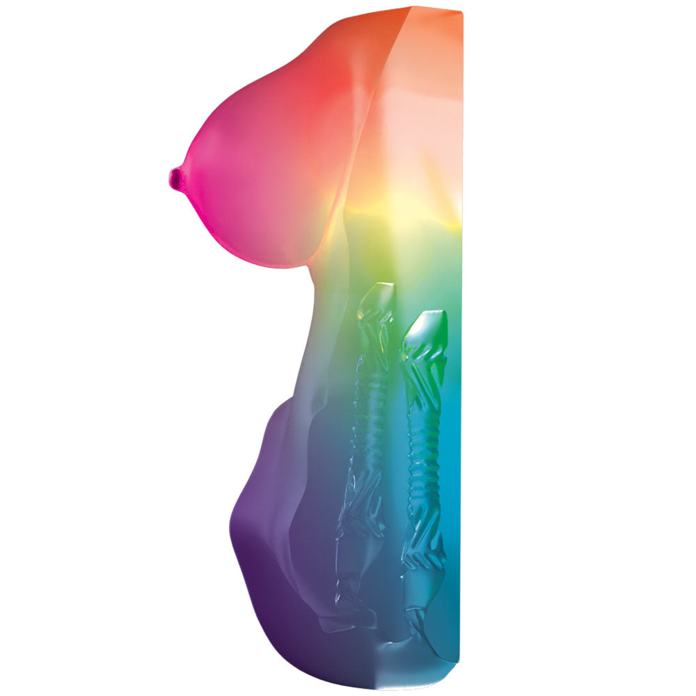 PDX Elite Go-Go Bator LED Mega Masturbator - Clear with LED Mini Torso Masturbator Pipedream