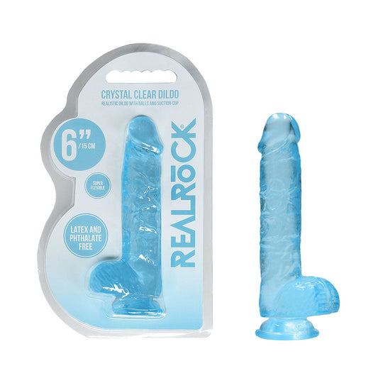 REALROCK 6'' Realistic Dildo With Balls - Blue 15.2 cm Dong Realrock