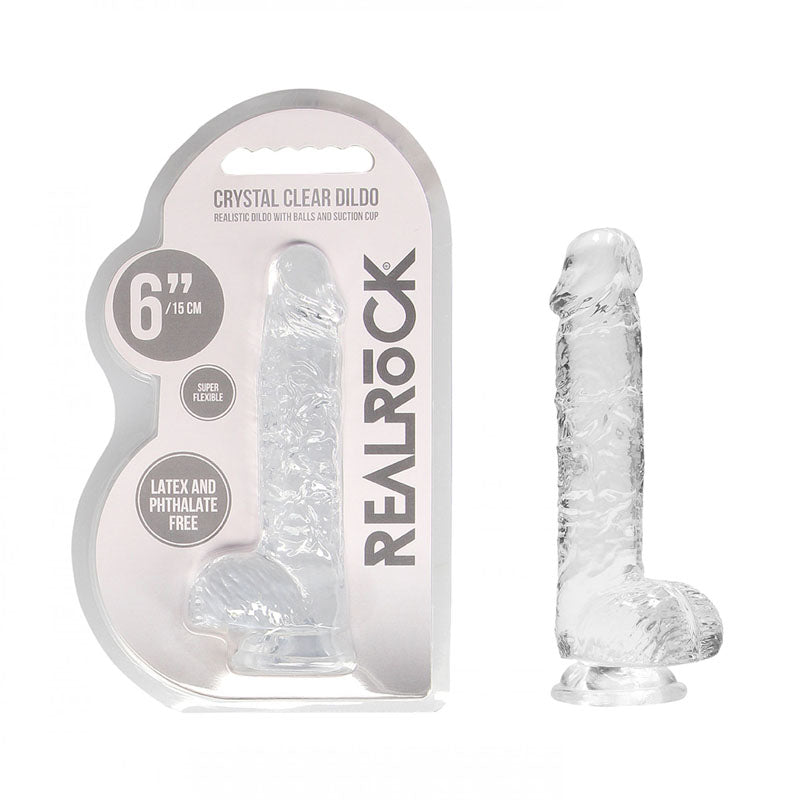 REALROCK 6'' Realistic Dildo With Balls - Clear 15.2 cm Dong Shots Toys