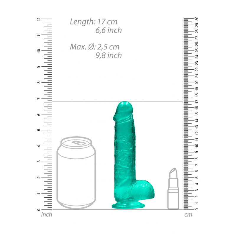 REALROCK 6'' Realistic Dildo With Balls - Turquoise 15.2 cm Dong Shots Toys