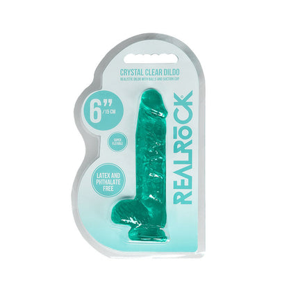 REALROCK 6'' Realistic Dildo With Balls - Turquoise 15.2 cm Dong Shots Toys