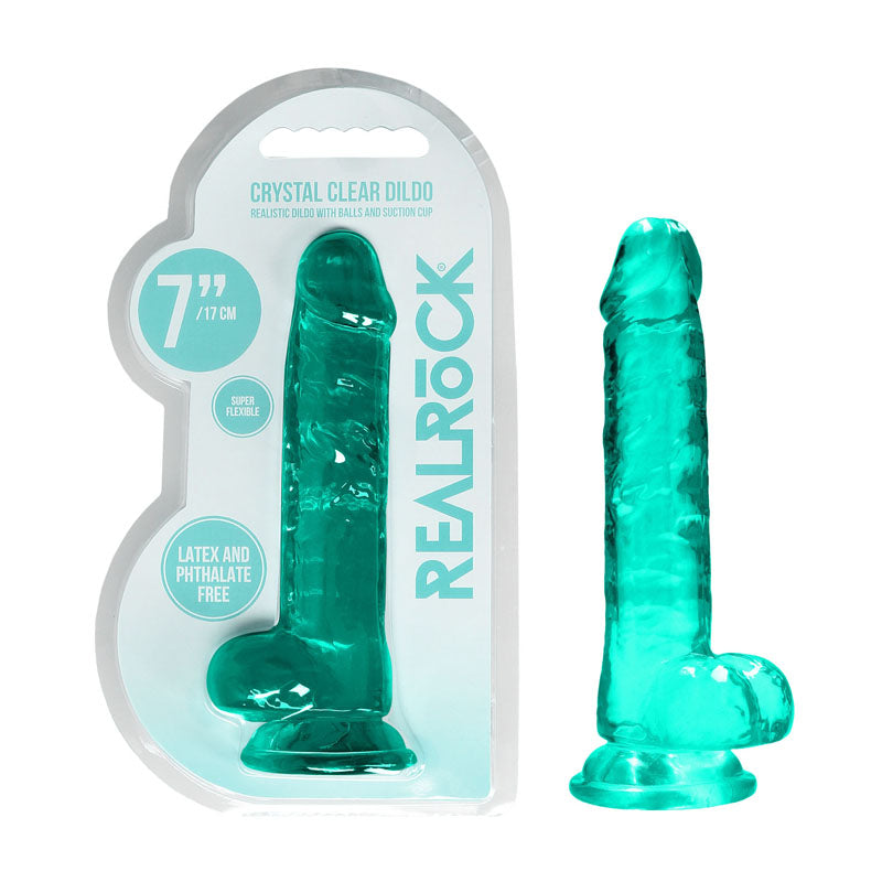 REALROCK 7'' Realistic Dildo With Balls - Turquoise 17.8 cm Dong Realrock