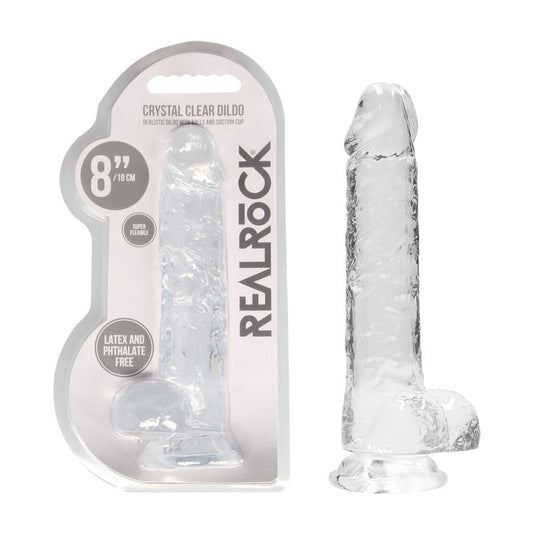 REALROCK 8'' Realistic Dildo With Balls - Clear 20.3 cm Dong Shots Toys