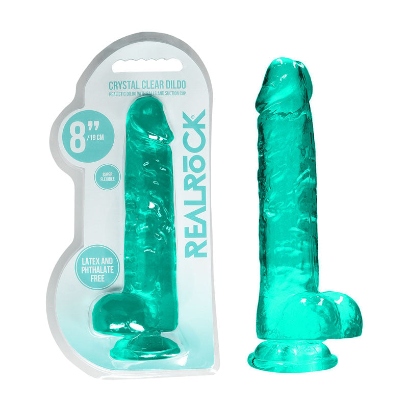 REALROCK 8'' Realistic Dildo With Balls - Turquoise 20.3 cm Dong Realrock