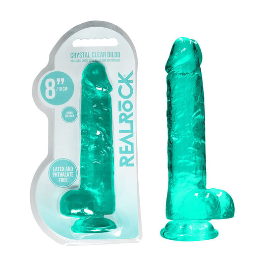 REALROCK 8'' Realistic Dildo With Balls - Turquoise 20.3 cm Dong Realrock