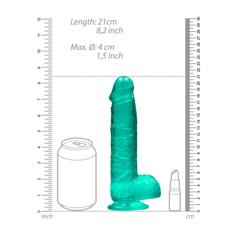 REALROCK 8'' Realistic Dildo With Balls - Turquoise 20.3 cm Dong Realrock