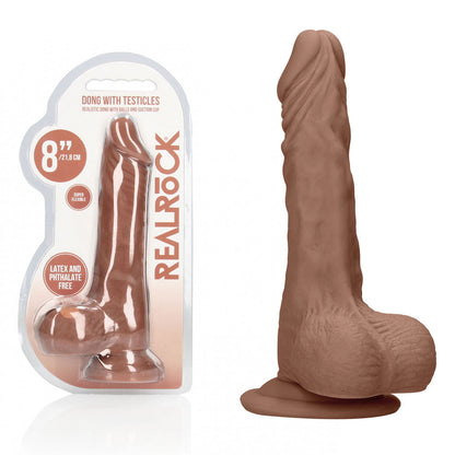 REALROCK 8'' Realistic Dong with Balls - Tan - Tan 20.3 cm Dong Shots Toys