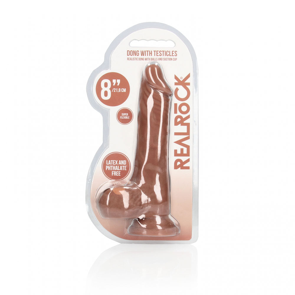 REALROCK 8'' Realistic Dong with Balls - Tan - Tan 20.3 cm Dong Shots Toys
