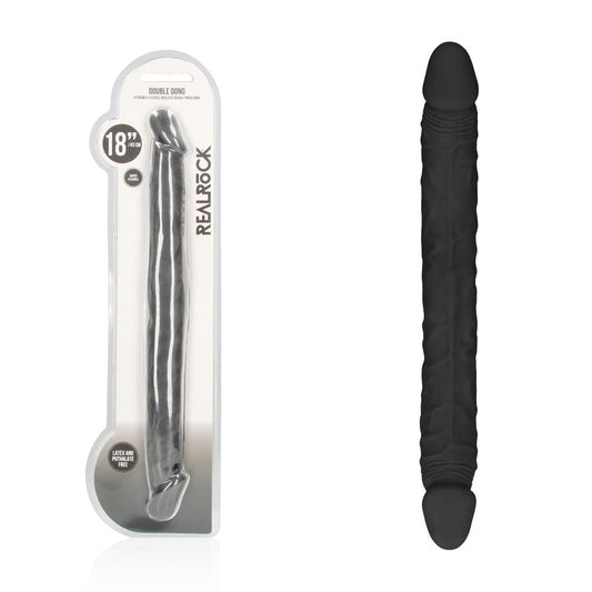REALROCK 18'' Double Dildo - Black - Black 46 cm Double Dong Shots Toys