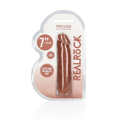 REALROCK 7'' Penis Extender - Tan - Tan 17.8 cm Penis Extension Sleeve Shots Toys