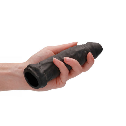 REALROCK 6'' Realistic Penis Sleeve - Black - Black 15.2 cm Penis Extension Sleeve Shots Toys
