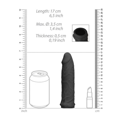 REALROCK 6'' Realistic Penis Sleeve - Black - Black 15.2 cm Penis Extension Sleeve Shots Toys