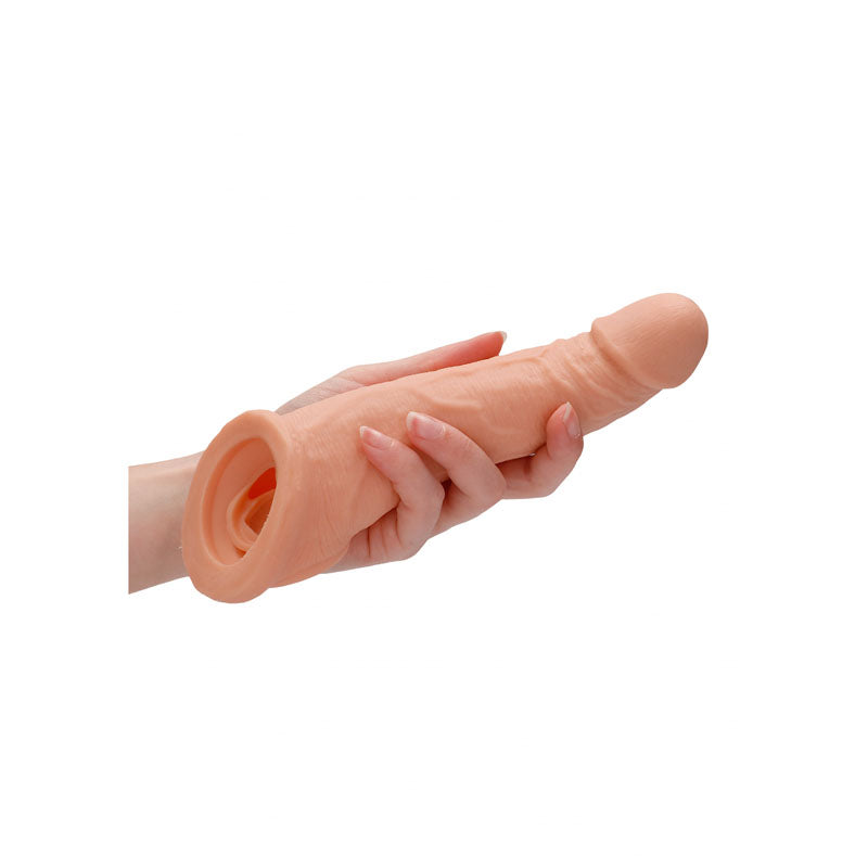 REALROCK 8'' Realistic Penis Extender with Rings - Flesh 20.3 cm Penis Extension Sleeve Realrock