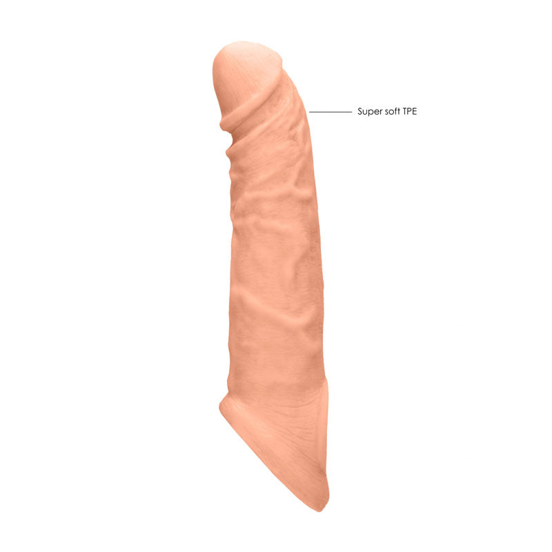 REALROCK 8'' Realistic Penis Extender with Rings - Flesh 20.3 cm Penis Extension Sleeve Realrock