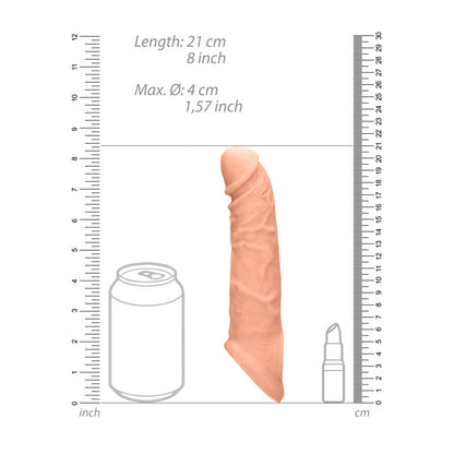 REALROCK 8'' Realistic Penis Extender with Rings - Flesh 20.3 cm Penis Extension Sleeve Realrock