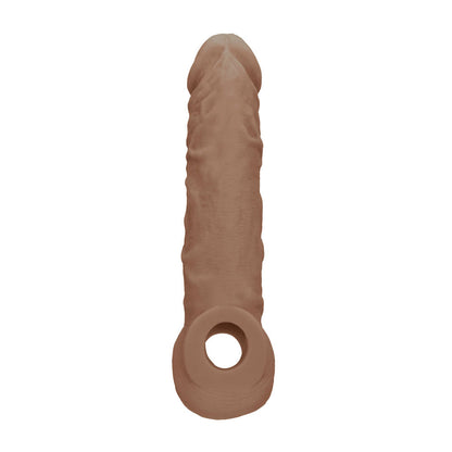 REALROCK 8'' Realistic Penis Extender with Rings - Tan - Tan 20.3 cm Penis Extension Sleeve Shots Toys