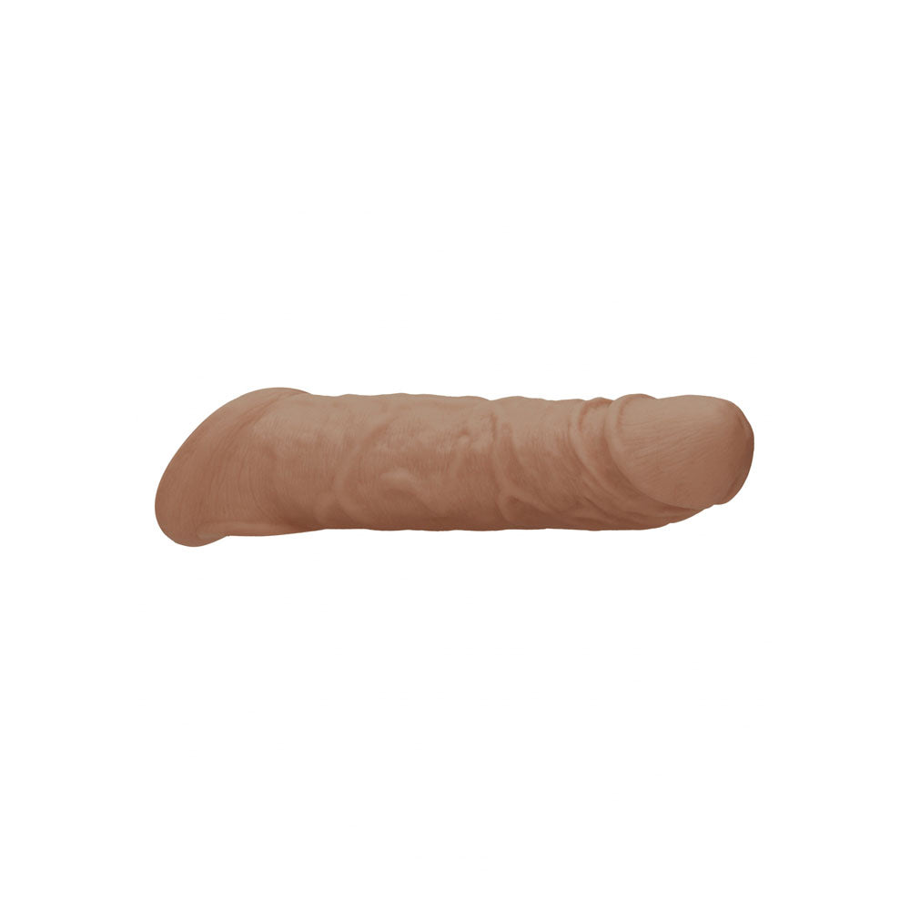 REALROCK 8'' Realistic Penis Extender with Rings - Tan - Tan 20.3 cm Penis Extension Sleeve Shots Toys