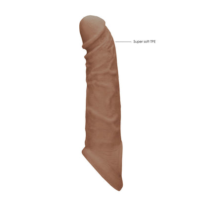 REALROCK 8'' Realistic Penis Extender with Rings - Tan - Tan 20.3 cm Penis Extension Sleeve Shots Toys