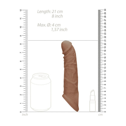 REALROCK 8'' Realistic Penis Extender with Rings - Tan - Tan 20.3 cm Penis Extension Sleeve Shots Toys