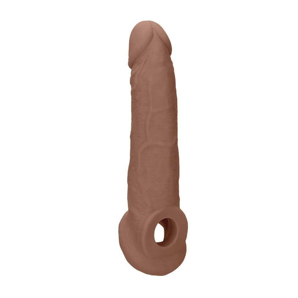 REALROCK 9'' Realistic Penis Extender with Rings - Tan - Tan 22.9 cm Penis Extension Sleeve Shots Toys