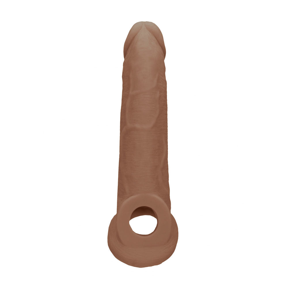 REALROCK 9'' Realistic Penis Extender with Rings - Tan - Tan 22.9 cm Penis Extension Sleeve Shots Toys