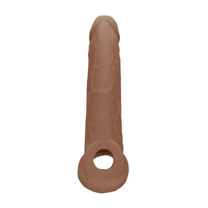 REALROCK 9'' Realistic Penis Extender with Rings - Tan - Tan 22.9 cm Penis Extension Sleeve Shots Toys