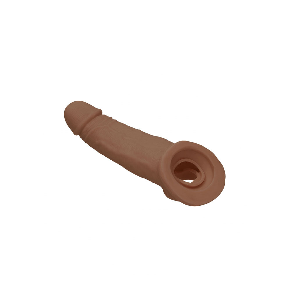 REALROCK 9'' Realistic Penis Extender with Rings - Tan - Tan 22.9 cm Penis Extension Sleeve Shots Toys