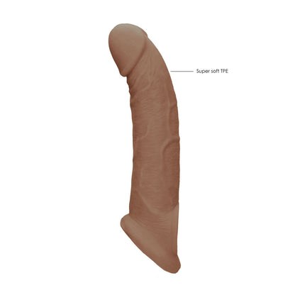 REALROCK 9'' Realistic Penis Extender with Rings - Tan - Tan 22.9 cm Penis Extension Sleeve Shots Toys