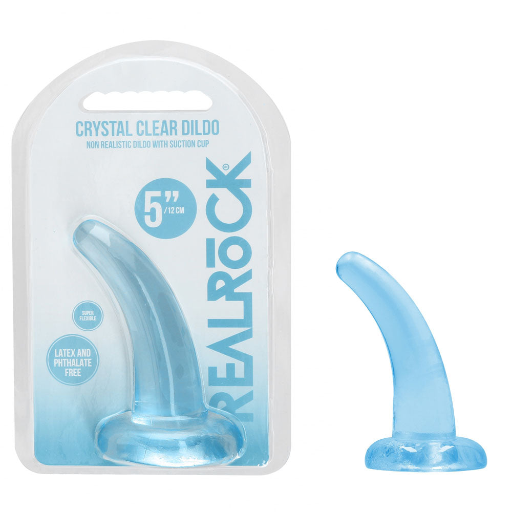 REALROCK Non Realistic Dildo With Suction Cup - 11.5 cm - Blue - Blue 11.5 cm Curved Pegging Dong Shots Toys