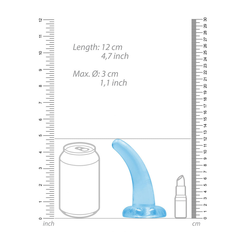 REALROCK Non Realistic Dildo With Suction Cup - 11.5 cm - Blue - Blue 11.5 cm Curved Pegging Dong Shots Toys