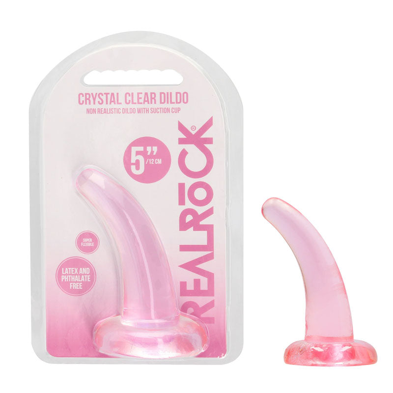 REALROCK Non Realistic Dildo With Suction Cup - 11.5 cm - Pink 11.5 cm Curved Pegging Dong Shots Toys