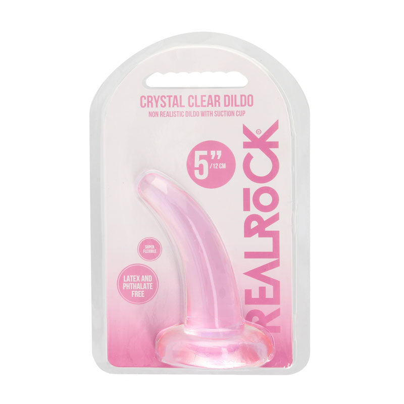 REALROCK Non Realistic Dildo With Suction Cup - 11.5 cm - Pink 11.5 cm Curved Pegging Dong Shots Toys