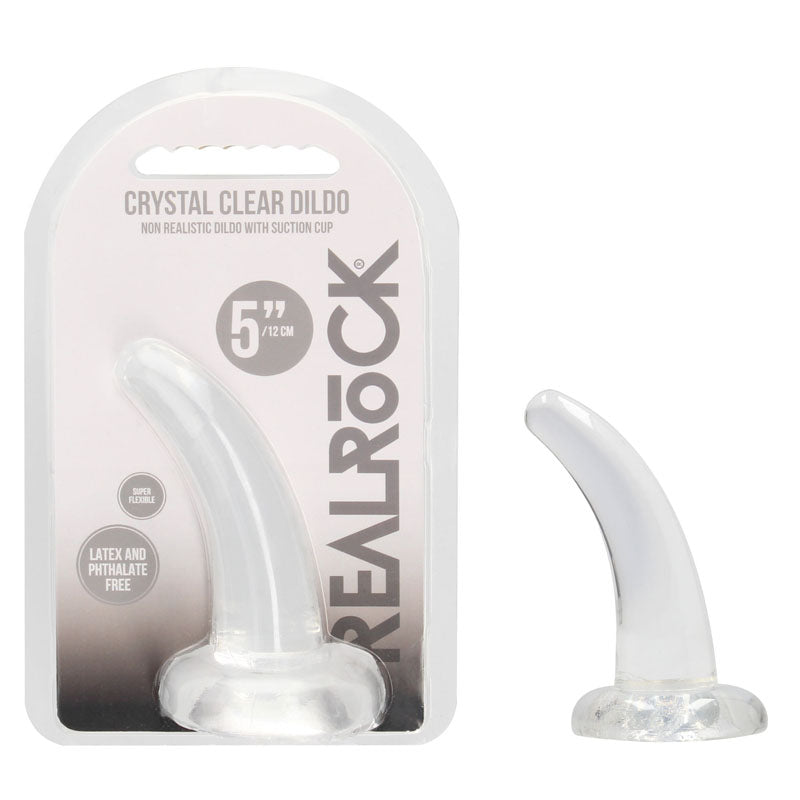 REALROCK Non Realistic Dildo With Suction Cup - 11.5 cm - Clear 11.5 cm Curved Pegging Dong Shots Toys