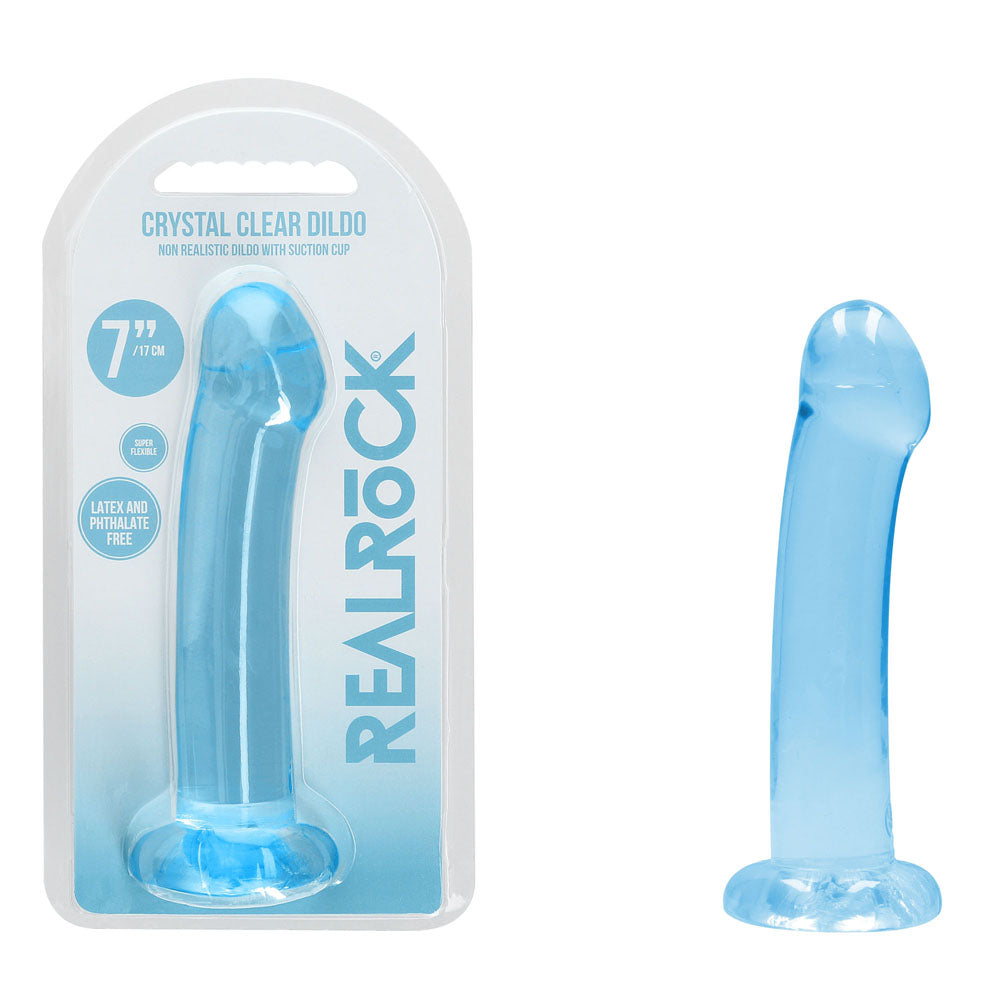 REALROCK Non Realistic Dildo With Suction Cup - 17 cm - Blue - Blue 17 cm Dong Shots Toys