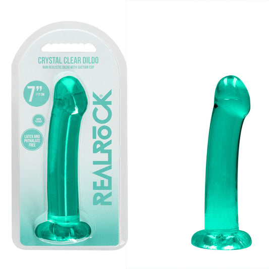 REALROCK Non Realistic Dildo With Suction Cup - 17 cm - Turquoise - Turquoise 17 cm Dong Shots Toys