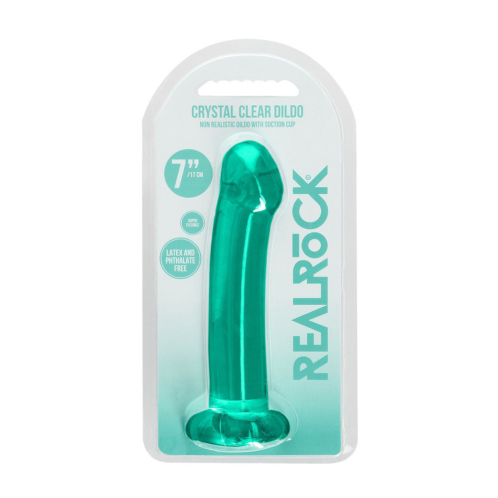 REALROCK Non Realistic Dildo With Suction Cup - 17 cm - Turquoise - Turquoise 17 cm Dong Shots Toys