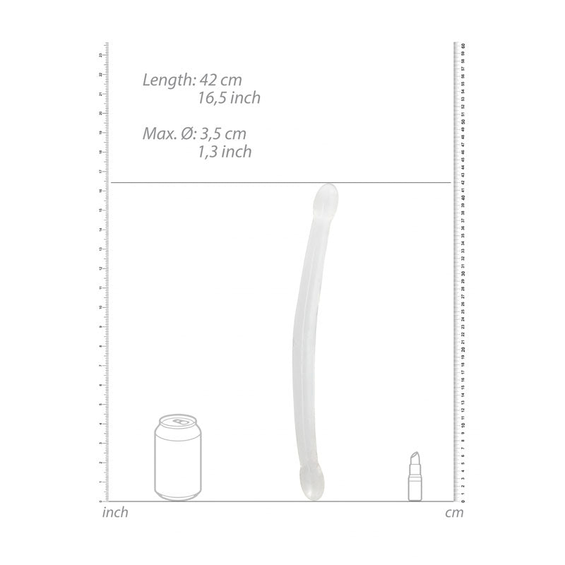 REALROCK Non Realistic Double Dong 17'' - Clear 43 cm Double Dong Shots Toys