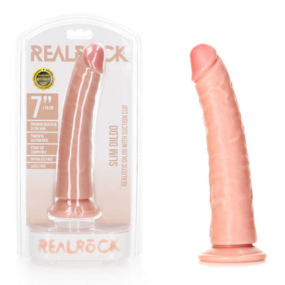 REALROCK Realistic Slim Dildo with Suction Cup - 18cm - Flesh 18 cm (7'') Dong realrock