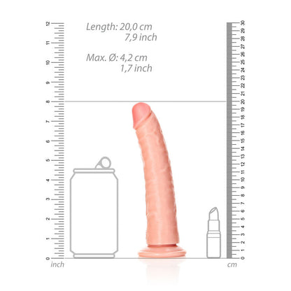 REALROCK Realistic Slim Dildo with Suction Cup - 18cm - Flesh 18 cm (7'') Dong realrock