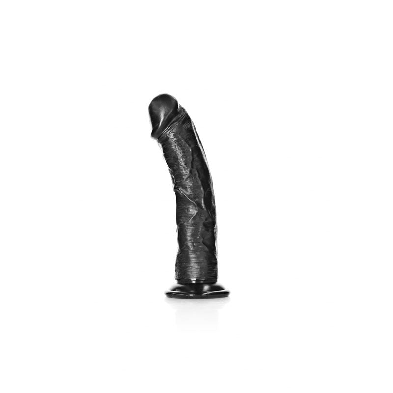 REALROCK Realistic Regular Curved Dildo with Suction Cup - 18 cm - Black 18 cm (7'') Dong Shots Toys