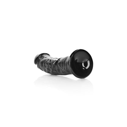 REALROCK Realistic Regular Curved Dildo with Suction Cup - 18 cm - Black 18 cm (7'') Dong Shots Toys