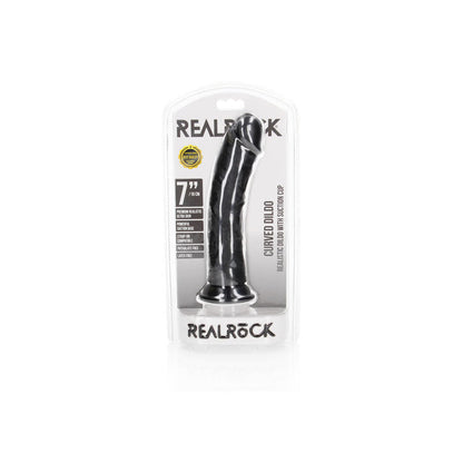 REALROCK Realistic Regular Curved Dildo with Suction Cup - 18 cm - Black 18 cm (7'') Dong Shots Toys
