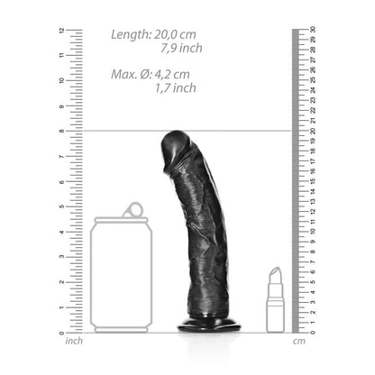 REALROCK Realistic Regular Curved Dildo with Suction Cup - 18 cm - Black 18 cm (7'') Dong Shots Toys