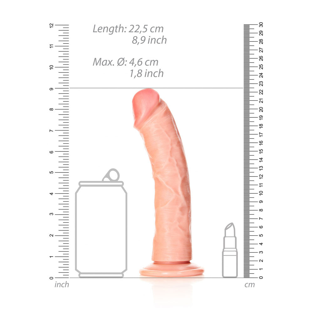 REALROCK Realistic Regular Curved Dildo with Suction Cup - 20 cm - Flesh 20 cm (8'') Dong Shots Toys