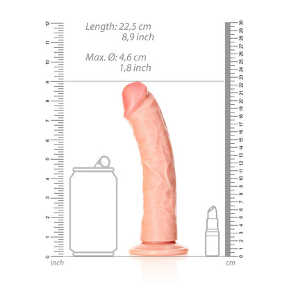REALROCK Realistic Regular Curved Dildo with Suction Cup - 20 cm - Flesh 20 cm (8'') Dong Shots Toys