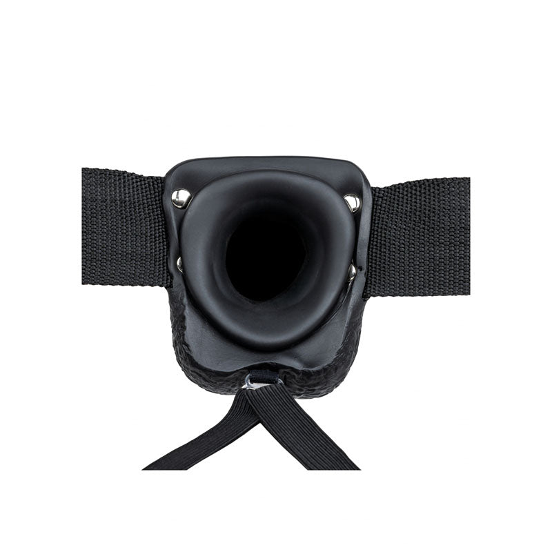 REALROCK Hollow Strapon with Balls - 23 cm Black - Black 23 cm Hollow Strap-On Shots Toys