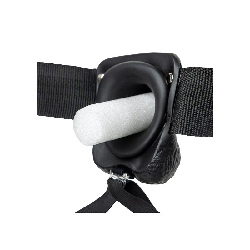 REALROCK Hollow Strapon with Balls - 23 cm Black - Black 23 cm Hollow Strap-On Shots Toys
