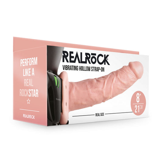 REALROCK Vibrating Hollow Strap-on - 20.5 cm Flesh - Flesh 20.5 cm Vibrating Hollow Strap-On Flesh - Club X