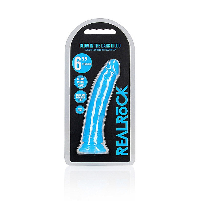 REALROCK 15.5 cm Slim Glow in the Dark Neon - Blue - Glow in Dark Blue 15.5 cm (6'') Dong Shots Toys